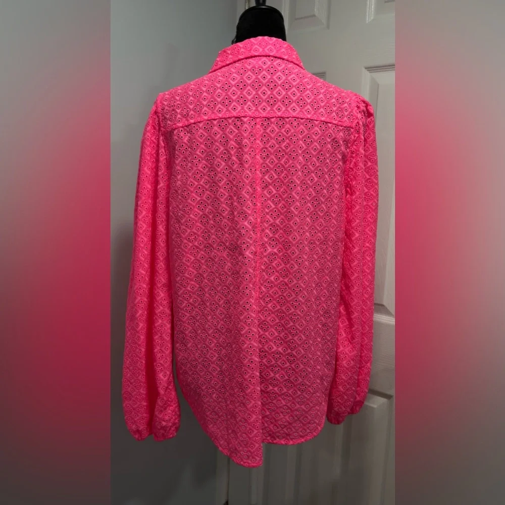 Lilly Pulitzer Bright Pink Eyelet Blouse - Picture 9 of 11